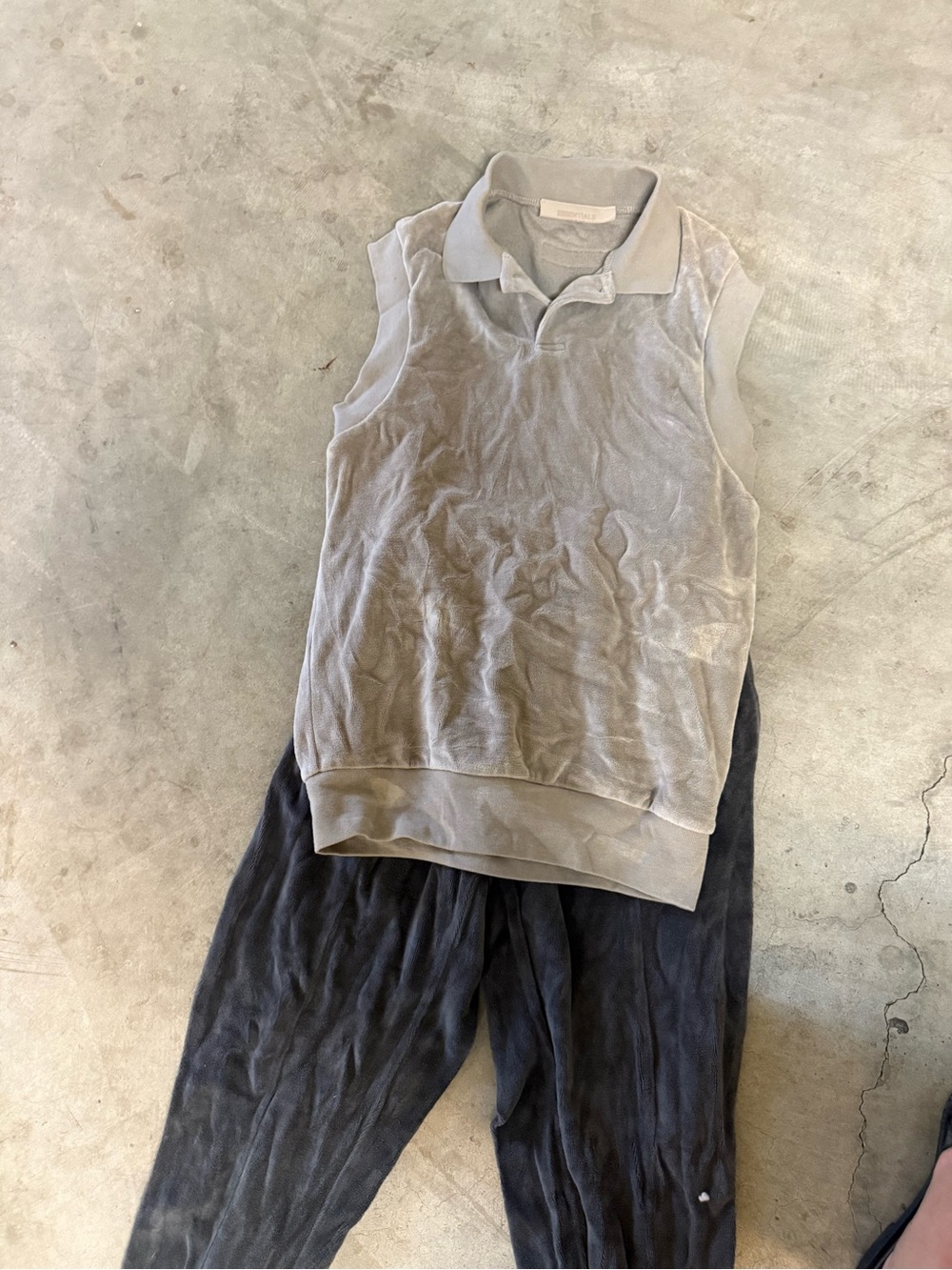Sleeveless Polo Top in Light Gray - Soft Layered Look